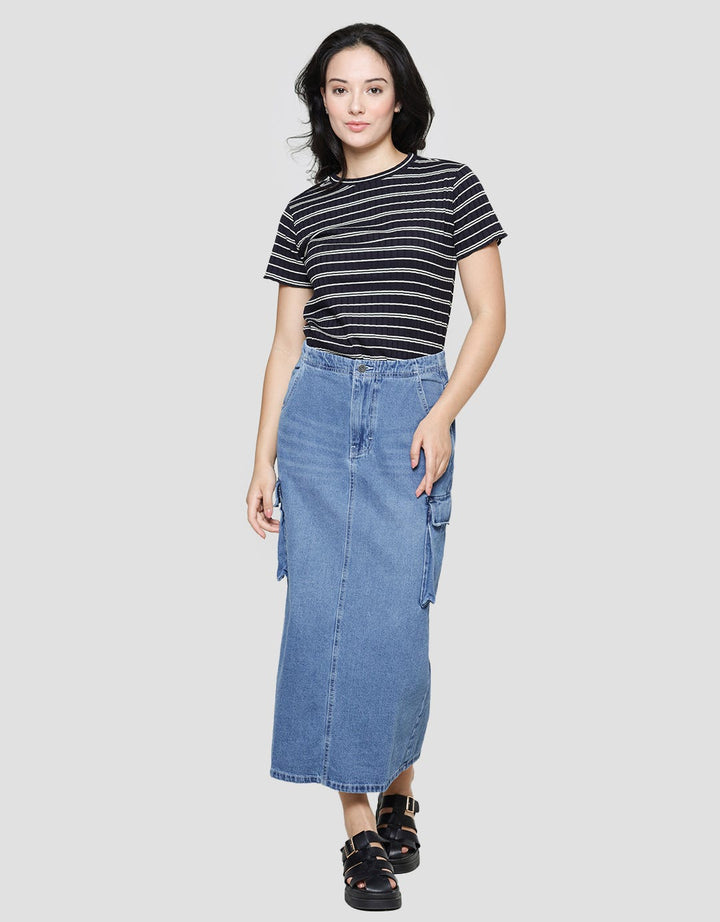 Nevada Cargo Rok Denim Wanita