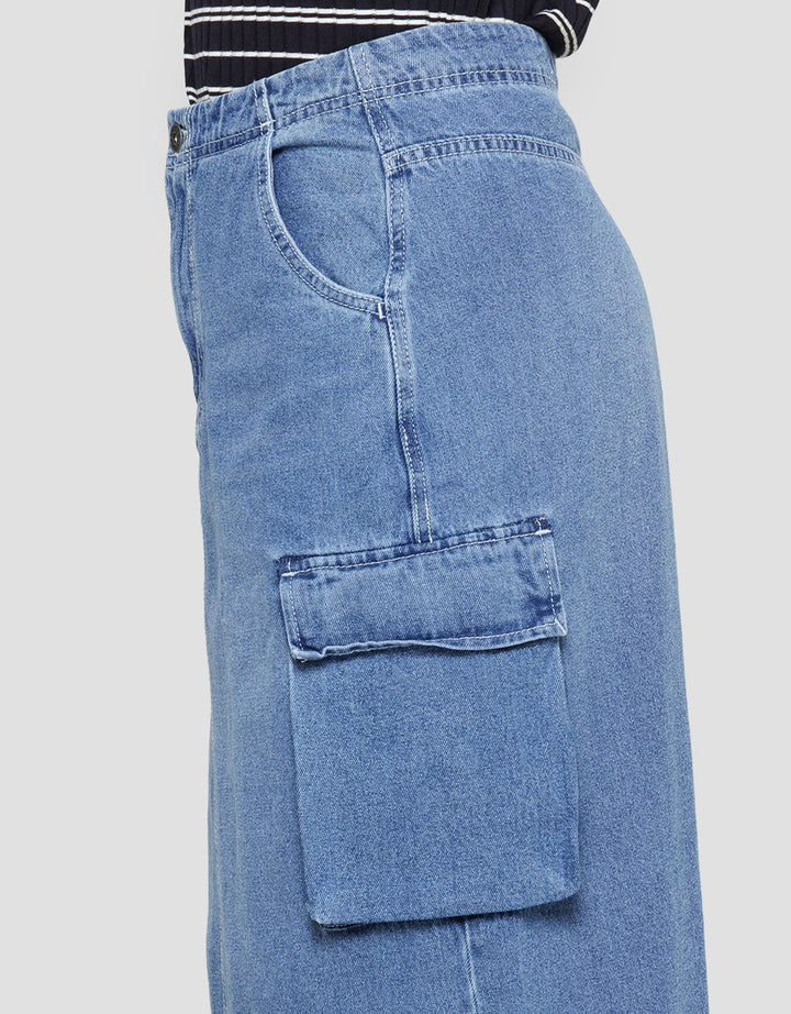 Nevada Cargo Rok Denim Wanita