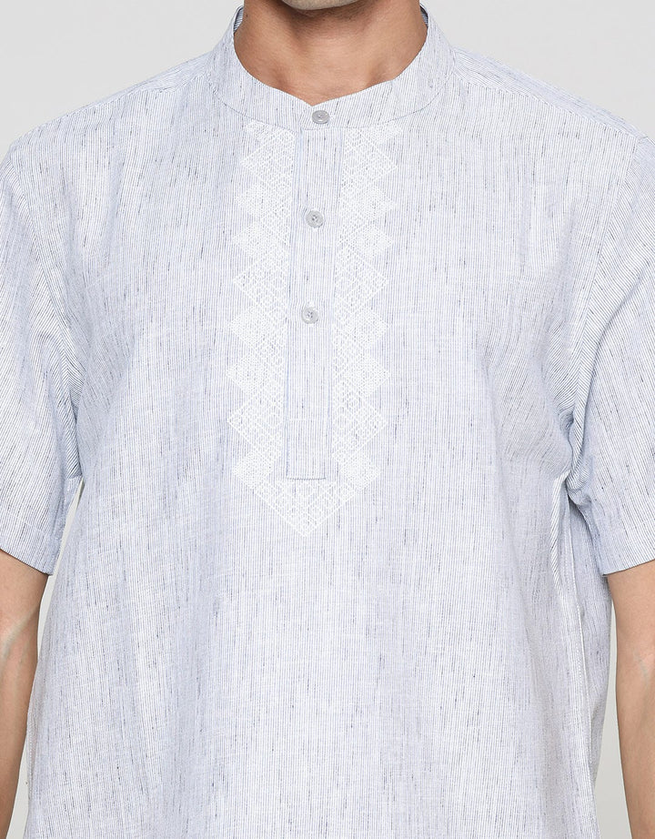 Cole Half Button Embro Baju Koko Pria