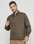 Details Solid Twill Wording With Patch Men's Shirt