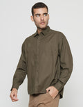 Details Solid Twill Wording With Patch Men's Shirt
