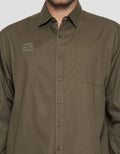 Details Solid Twill Wording With Patch Men's Shirt