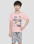 Little M Bear Print Set Pakaian Anak Laki-laki