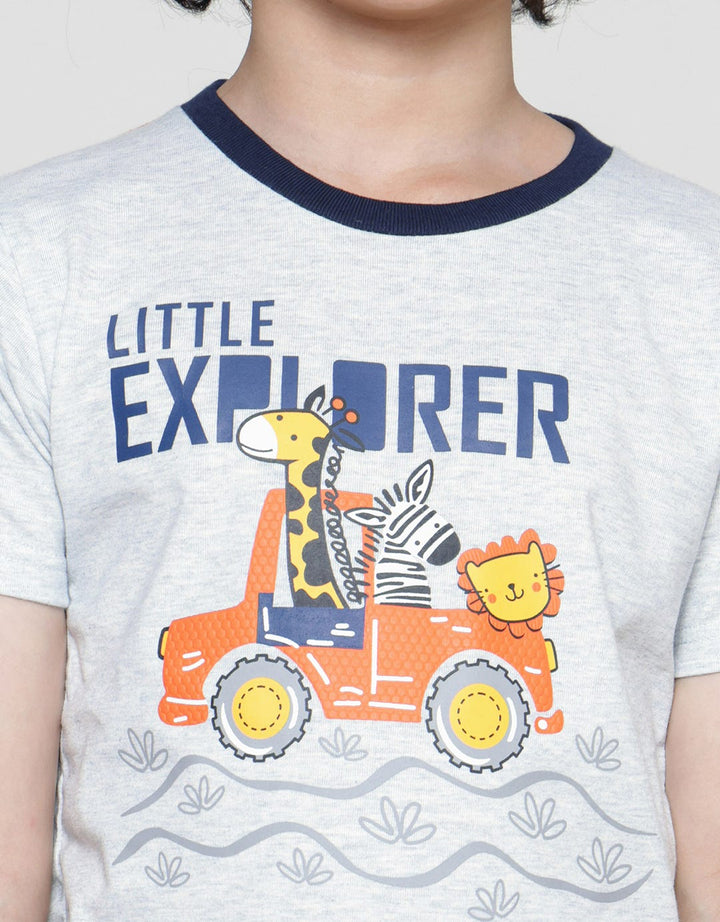 Little M Dino Cartoon Set Pakaian Anak Laki-laki