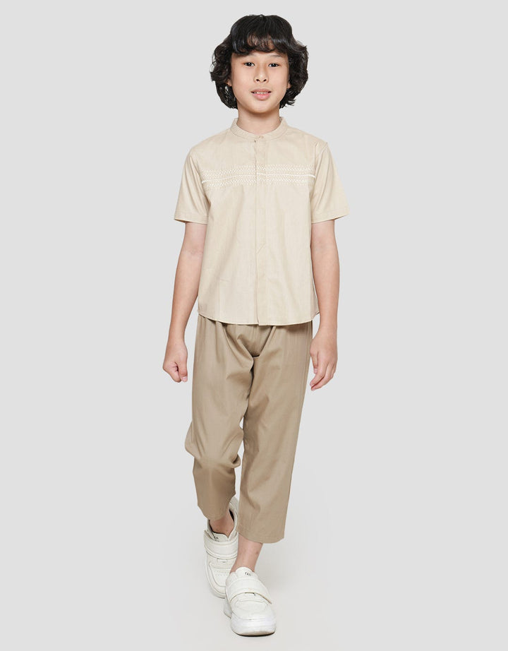 Little M Seasonal Bamus Set Bordir Dada Lengan Pendek Anak Laki-laki