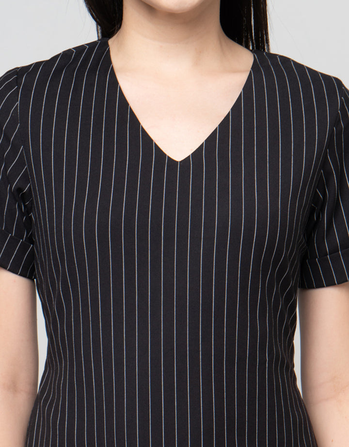 Cardinal Femme Print Stripes Dress Wanita