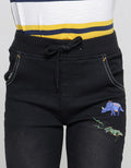 Little M Rib Dino Bordir Celana Pendek Denim Anak Laki-laki