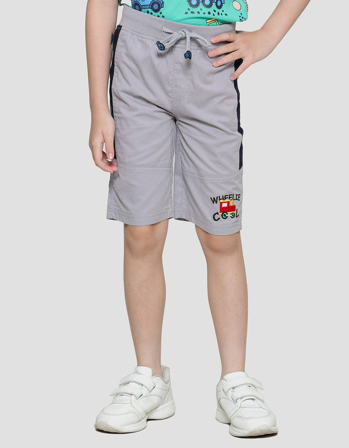 Little M Woven Rib Bordir Wheelie Cool Celana Pendek Anak Laki-laki