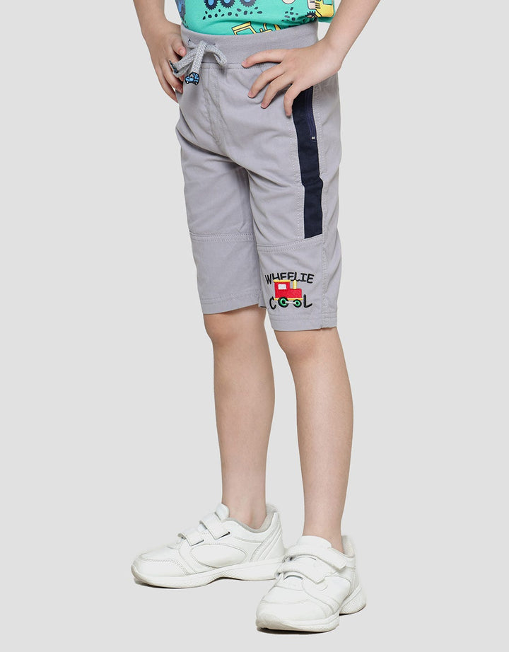 Little M Woven Rib Bordir Wheelie Cool Celana Pendek Anak Laki-laki