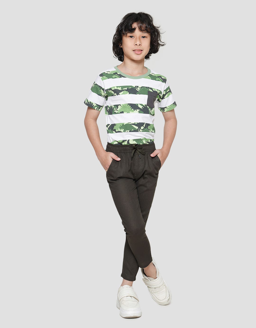 Little M Boys Regular Woven Rami Long Pants