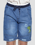 Little M Rib Dino Skate Boys Denim Shorts