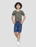Little M Celana Pendek Denim Monster Anak Laki-laki