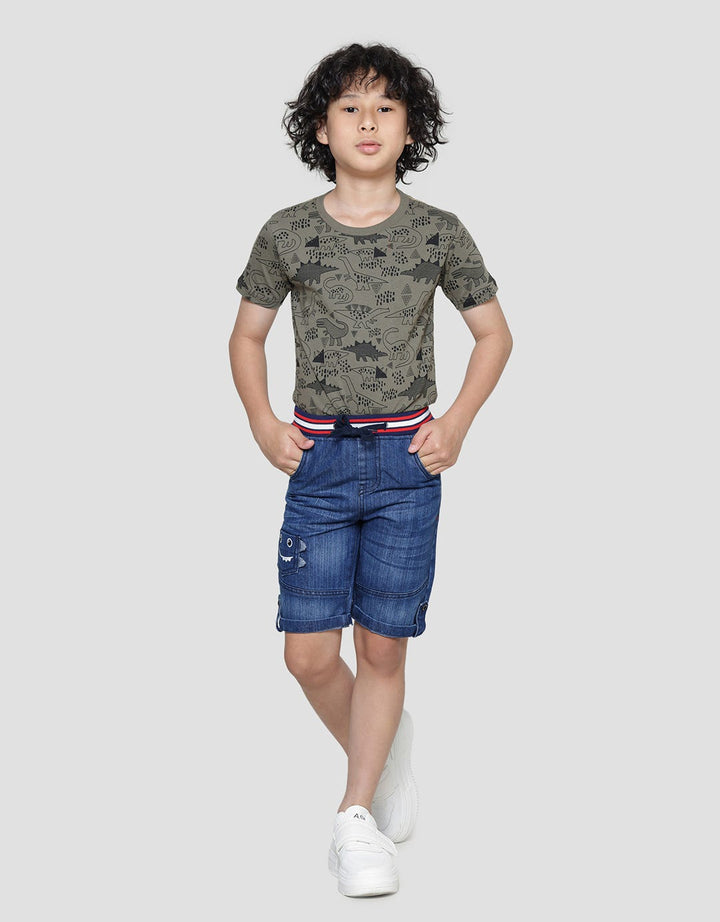 Little M Boys Monster Denim Shorts
