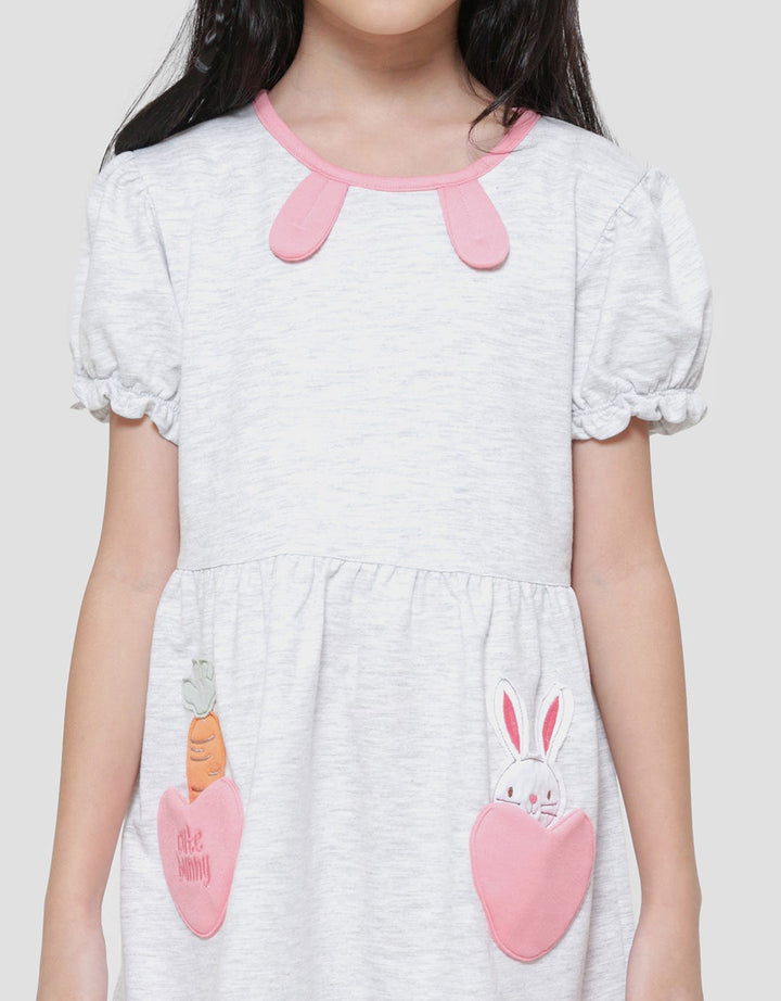 Little M Kantong Hati Aplikasi Midi Dress Anak Perempuan