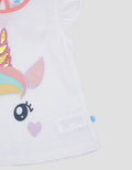 Pipiniko Unicorn Head Girls Short Sleeve T-Shirt