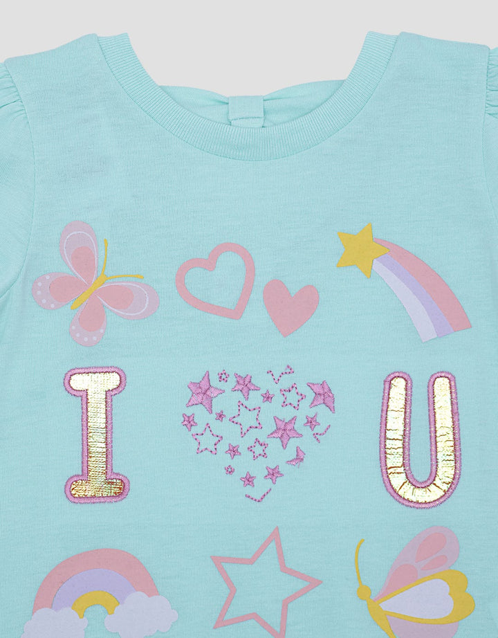 Pipiniko Girls' Back Ribbon Short Sleeve T-Shirt