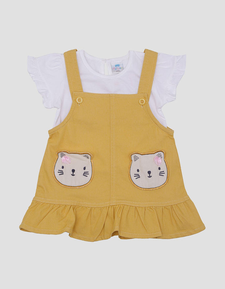 Pipiniko Cat Pocket Overall Dress Anak Perempuan