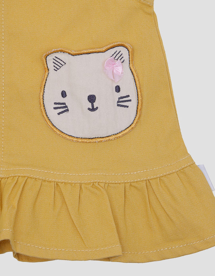 Pipiniko Cat Pocket Overall Dress Anak Perempuan