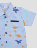 Pipiniko Full Print Dino Pixel Kemeja Anak Laki-Laki