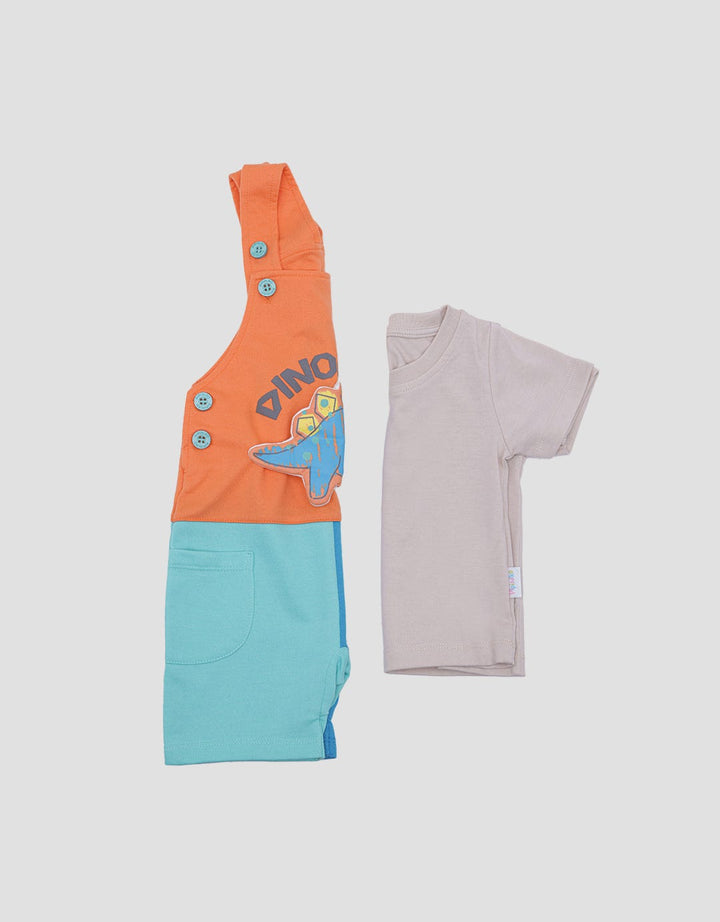 Pipiniko Jumpsuit Overall 3 Tone Dino Anak Laki-laki
