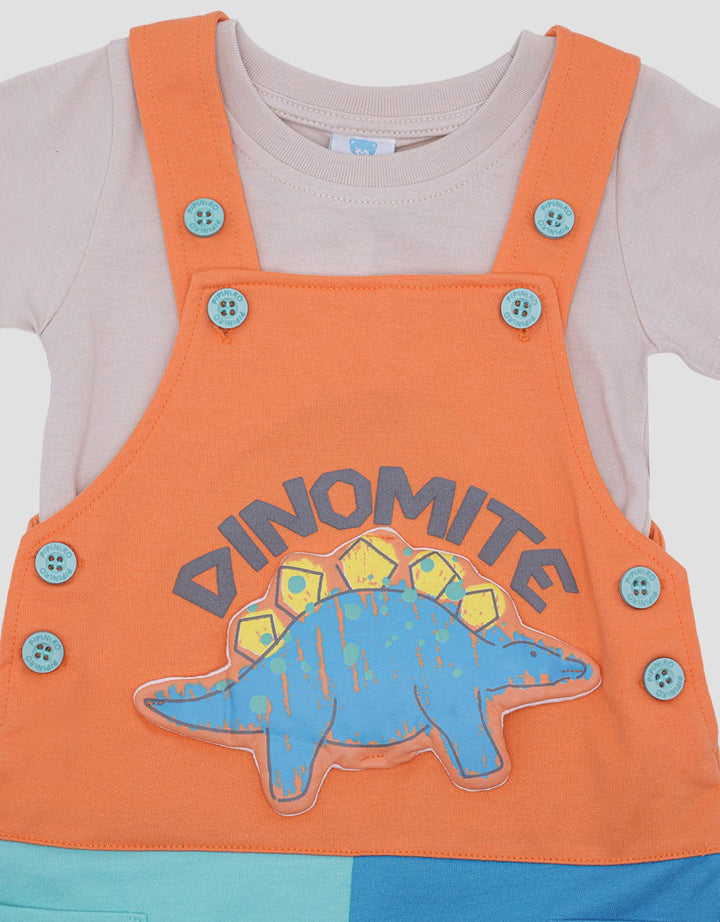 Pipiniko Jumpsuit Overall 3 Tone Dino Anak Laki-laki