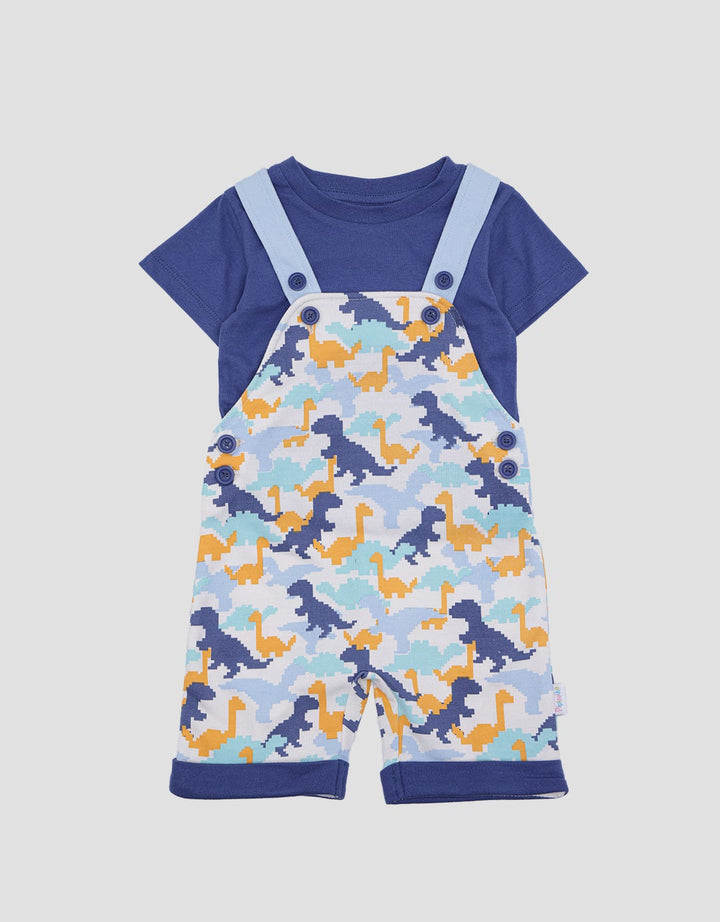 Pipiniko Fp Dino Pixel Short Jumpsuit Overall Anak Laki-Laki