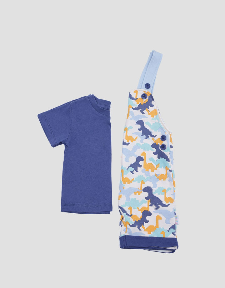 Pipiniko Fp Dino Pixel Short Jumpsuit Overall Anak Laki-Laki