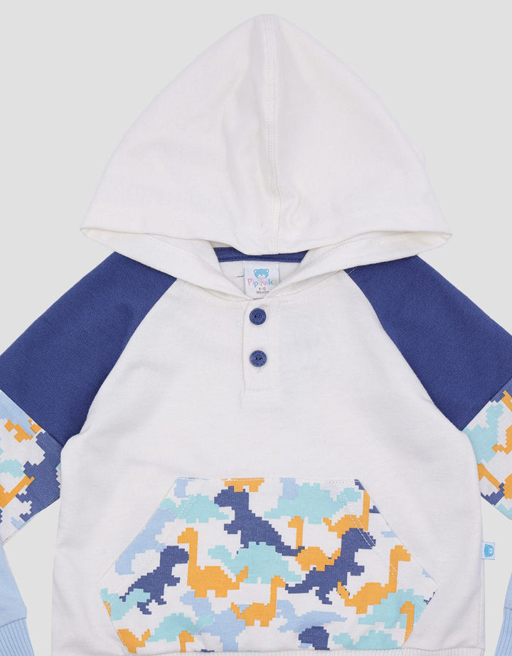 Pipiniko Dino Pixel Jaket Anak Laki-Laki
