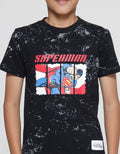 Character Superman Fly Print Kaos Anak Laki-laki
