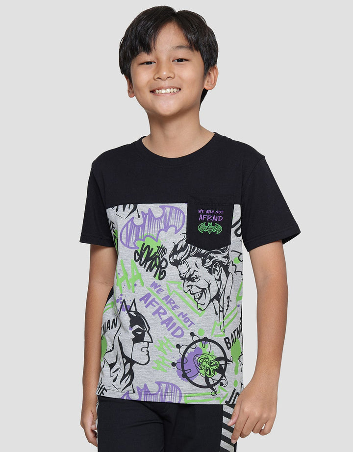 Character Batman Joker Print Kaos Lengan Pendek Anak Laki-laki