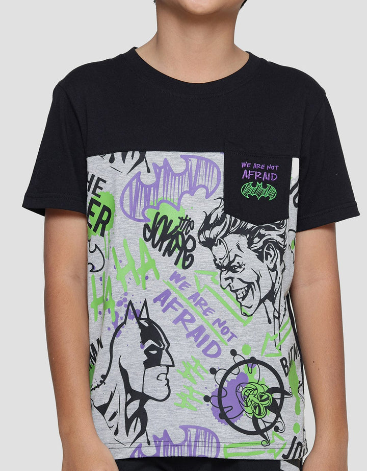 Character Batman Joker Print Kaos Lengan Pendek Anak Laki-laki
