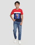 Character Short Sleeve T-shirt for Boys Print Mario Writing in the Middle