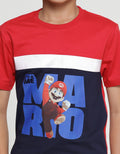 Character Short Sleeve T-shirt for Boys Print Mario Writing in the Middle