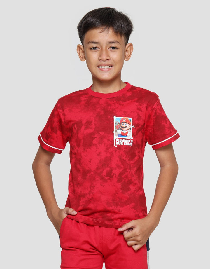Character Mario Bros Logo Corner Kaos Anak Laki-laki
