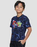 Character Mario Jump Print Short Sleeve T-shirt for Boys