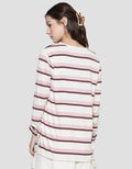 Connexion Women's Long Sleeve Henley T-Shirt Striped Pattern