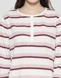 Connexion Women's Long Sleeve Henley T-Shirt Striped Pattern