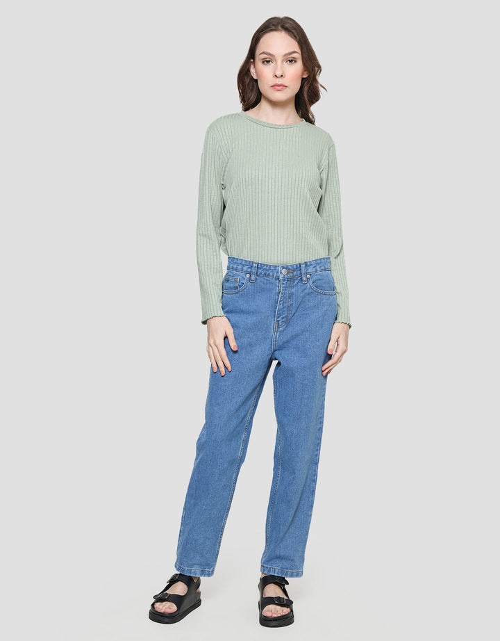 ConnexionCelana Panjang Denim Mom Cut Wanita