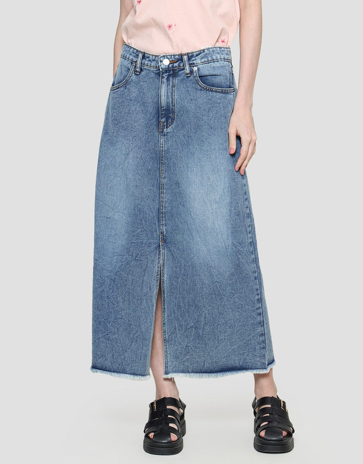 Connexion Midi Skirt 7/8 Denim Wanita