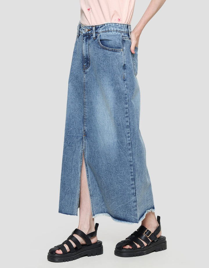 Connexion Midi Skirt 7/8 Denim Wanita