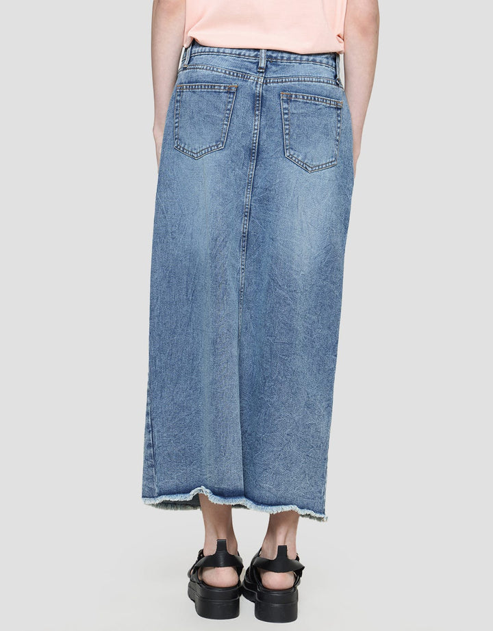 Connexion Midi Skirt 7/8 Denim Wanita