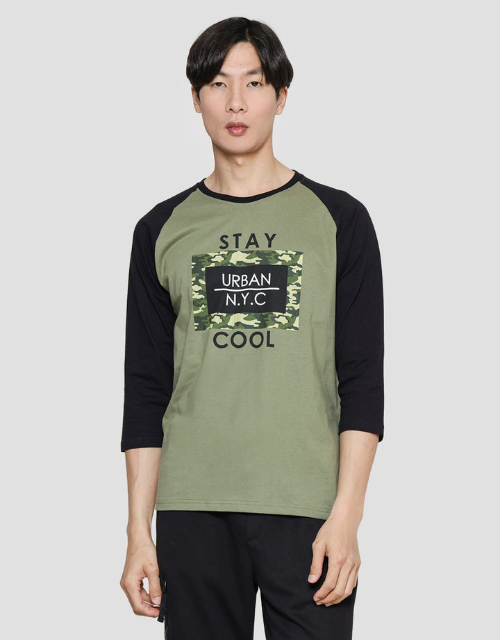 T Zone Raglan 3/4 Men's Camou Theme T-Shirt - Stay Cool