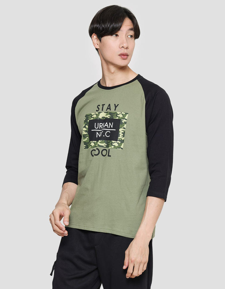T Zone Raglan 3/4 Men's Camou Theme T-Shirt - Stay Cool