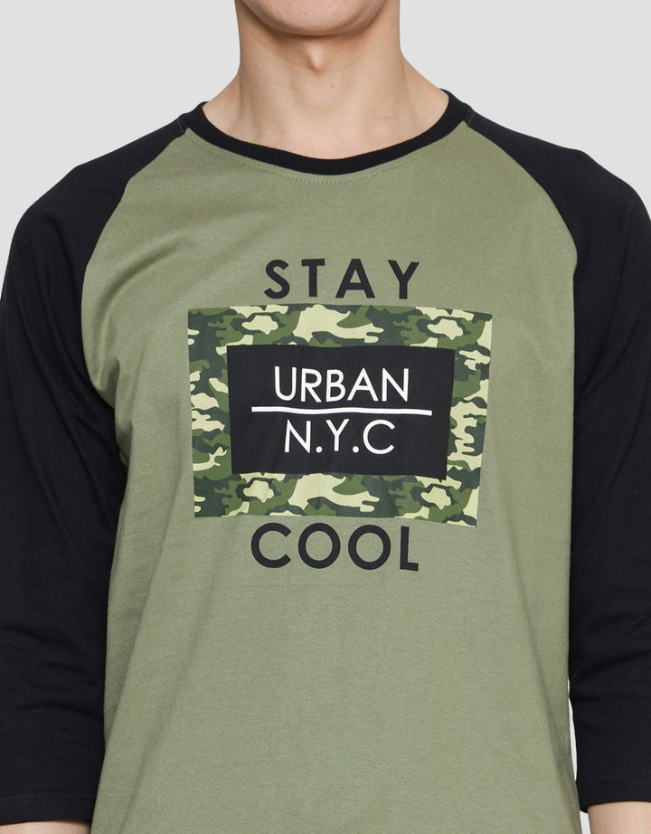 T Zone Raglan 3/4 Men's Camou Theme T-Shirt - Stay Cool