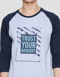 T Zone Kaos Raglan 3/4 Pria Theme Camou - Trust Your Bravery