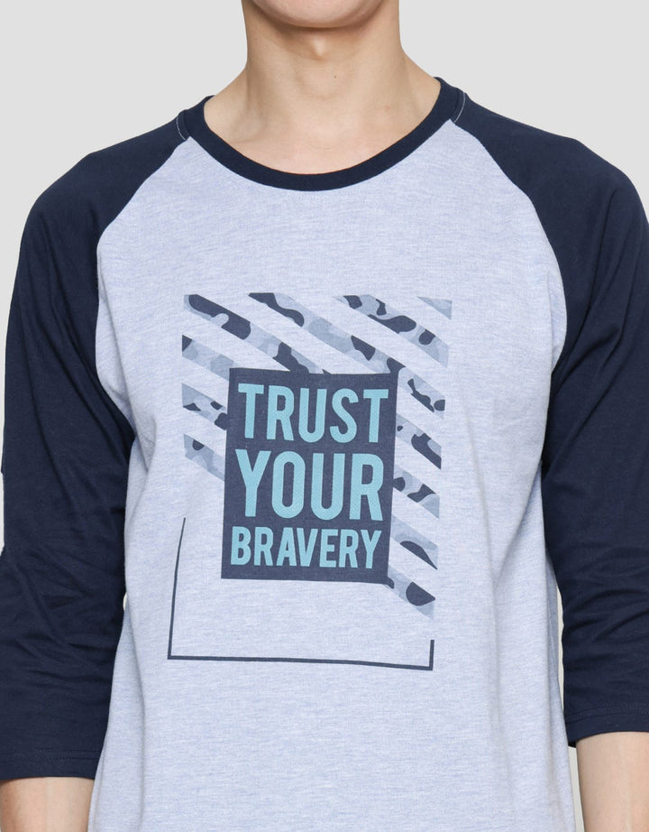 T Zone Kaos Raglan 3/4 Pria Theme Camou - Trust Your Bravery