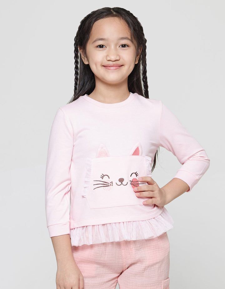 Little M Cat Tile Kaos Anak Perempuan