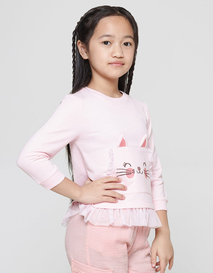 Little M Cat Tile Kaos Anak Perempuan