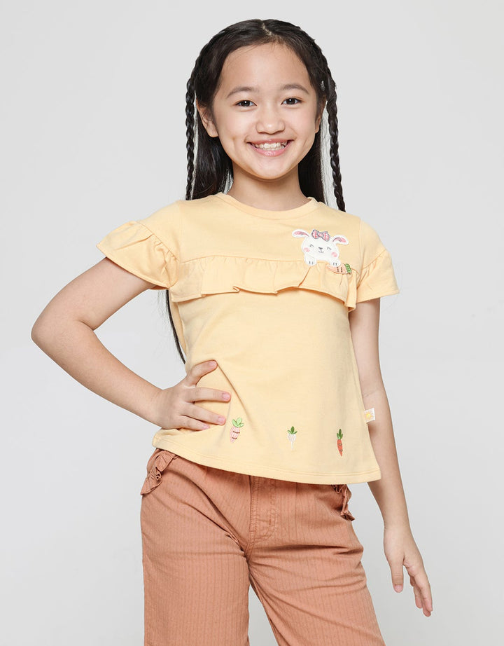 Little M Ruffle Kaos Lengan Pendek Anak Perempuan