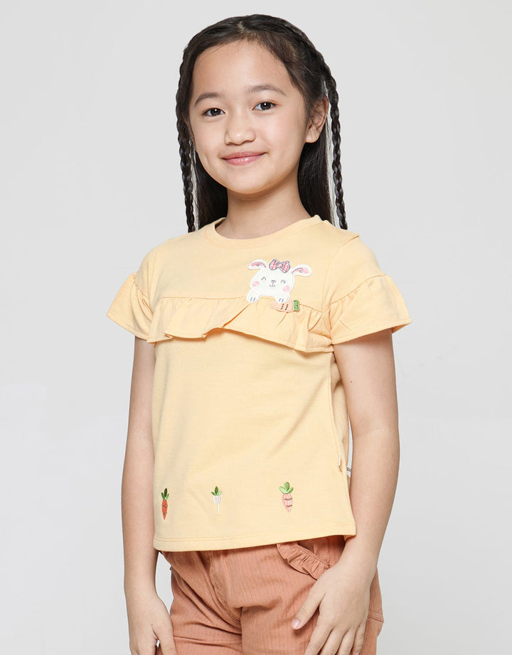 Little M Ruffle Kaos Lengan Pendek Anak Perempuan